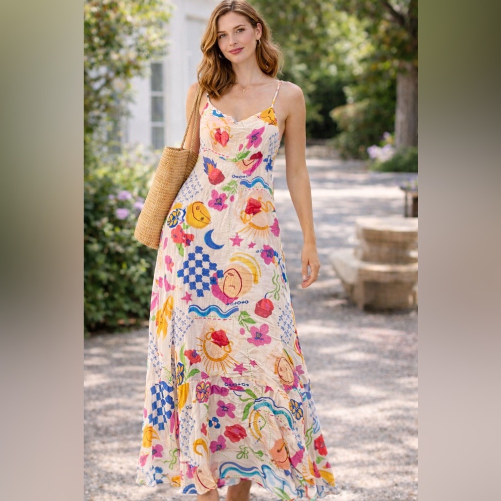 Sleeveless Multicolor Floral Maxi Dress